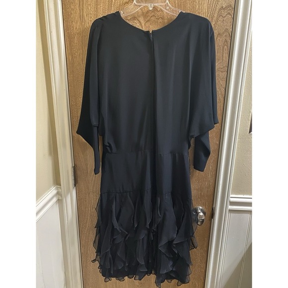 Vintage Spenser Jeremy Dress Dolman Sleeve Skirt Fully Lined Ruffles Sz 14 Zip - Picture 2 of 9